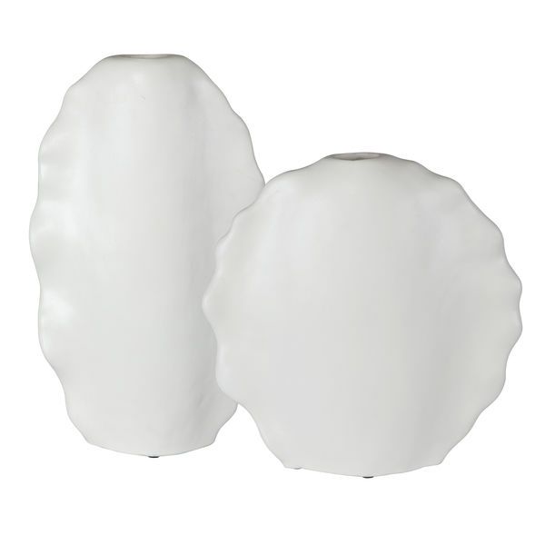 Product Image 3 for Ruffled Feathers Modern White Vases, Set of 2 from Uttermost