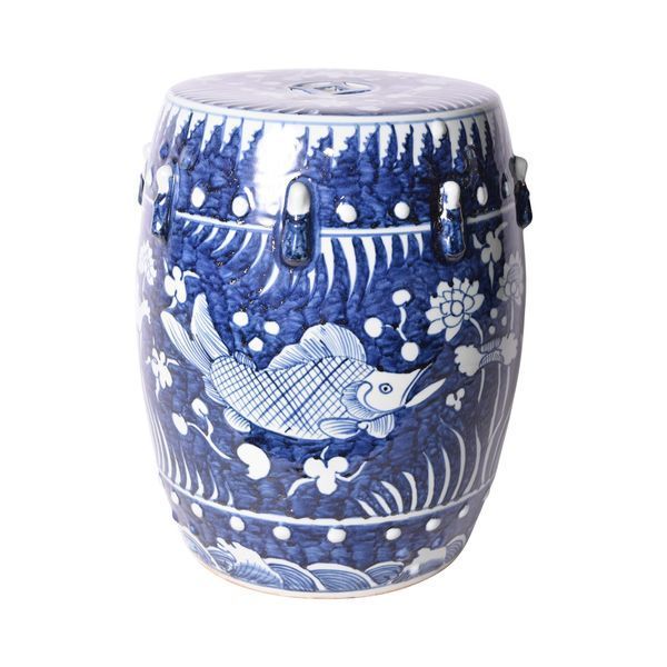 Product Image 1 for Blue Fish Lotus Garden Stool from Legend of Asia