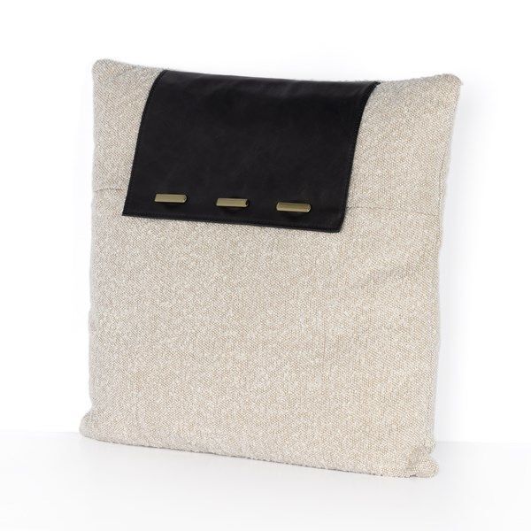 Product Image 1 for Boucle And Leather Pillow - Natural - 20"x 20" from Four Hands