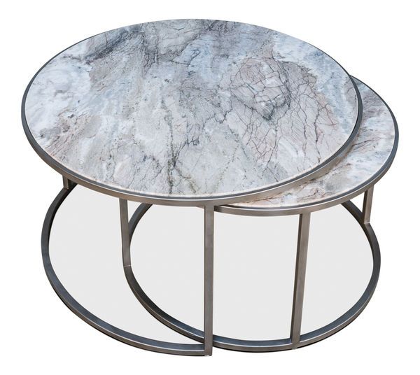 Product Image 4 for Set Of 2 Round Nesting Tables Marble Top from Sarreid Ltd.
