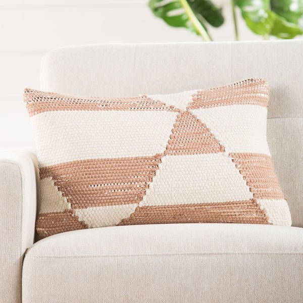 Otway Cream/ Pink Geometric  Throw Pillow 16X24 inch by Nikki Chu image 4