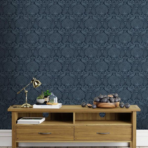 Product Image 2 for Laura Ashley Peacock Damask Metallic Wallpaper from Graham & Brown