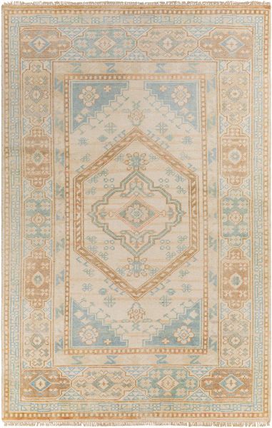 Product Image 1 for Anadolu Hand-Knotted Ice Blue / Dusty Coral Rug - 2' x 3' from Surya