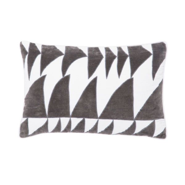Product Image 2 for Priscilla White/ Dark Gray Geometric Throw Pillow 16X24 inch by Nikki Chu from Jaipur 