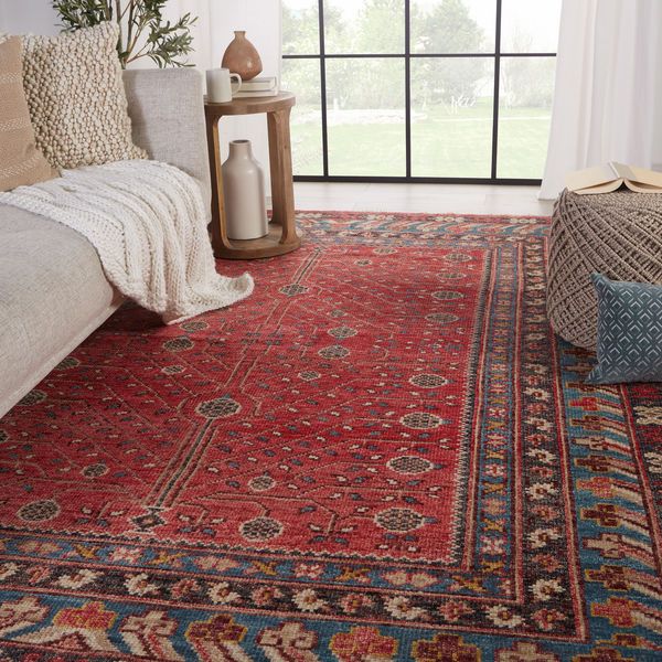 Product Image 6 for Donte Hand-Knotted Oriental Red/ Blue Rug from Jaipur 