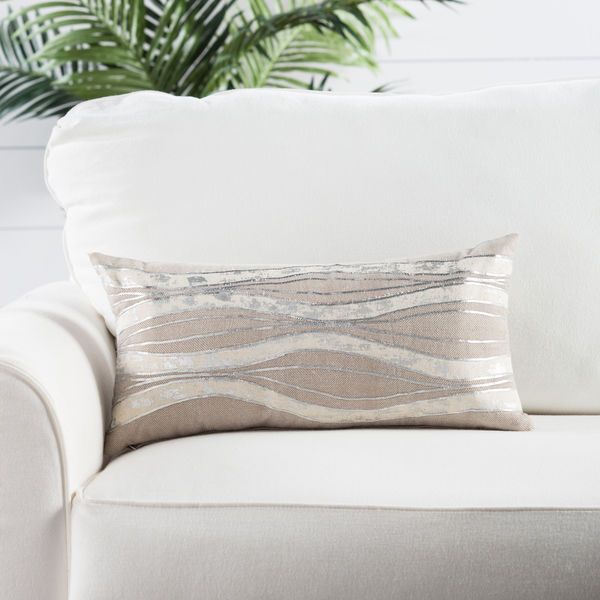 Product Image 3 for Fortuna Taupe/ Ivory Stripe  Throw Pillow 10X21 inch from Jaipur 