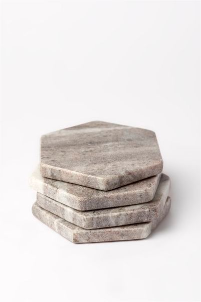 Product Image 2 for Carter Hexagonal Marble Coasters, Set Of Four from BIDKHome