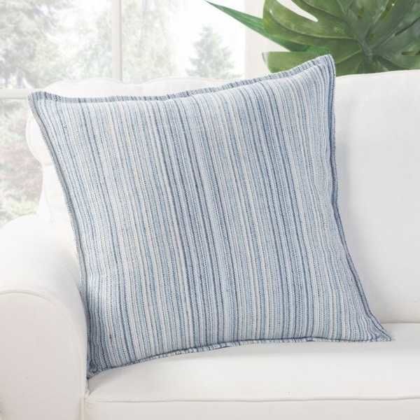 Taye Stripe Blue/ White Down Throw Pillow 22 Inch image 3
