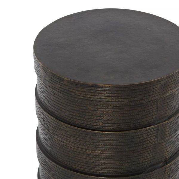 Product Image 4 for Trello Drum End Table Textured Brass from Four Hands
