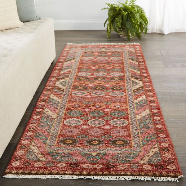 Product Image 10 for Anwen Hand-Knotted Floral Red/ Pink Rug from Jaipur 