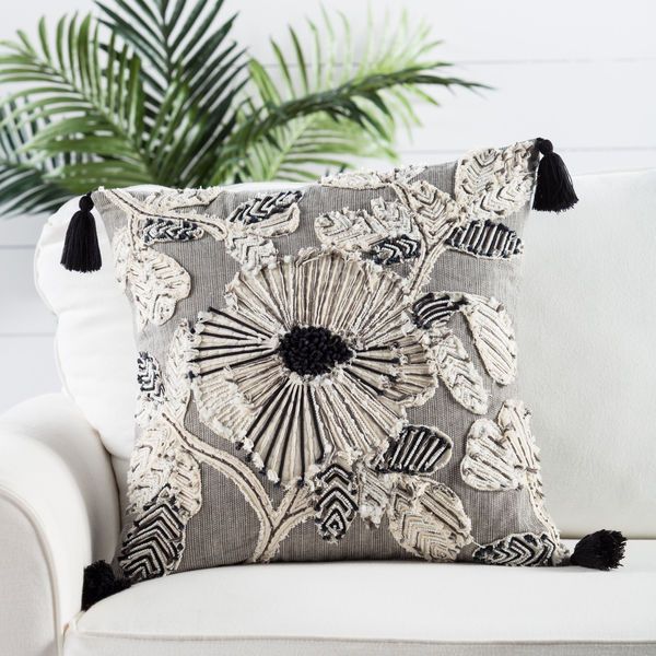 Product Image 3 for Rosetti Black/ Ivory Floral Throw Pillow 20 inch by Nikki Chu from Jaipur 