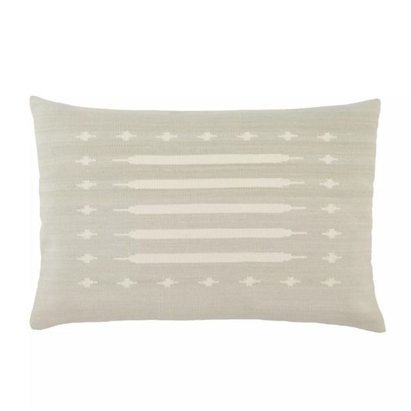 Ikenna Tribal Light Gray/ Cream Lumbar Pillow image 1