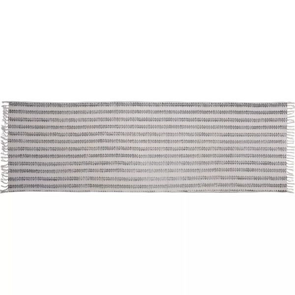 Block Print Rug Cotton Runner  Sawtooth Stripe image 1