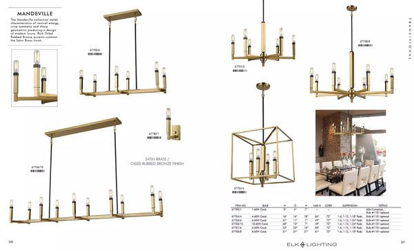 Product Image 2 for Mandeville 4 Light Chandelier In Oil Rubbed Bronze And Satin Brass from Elk Lighting