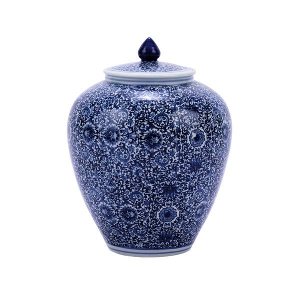 Blue & White Cluster Flower Ginger Jar image 1
