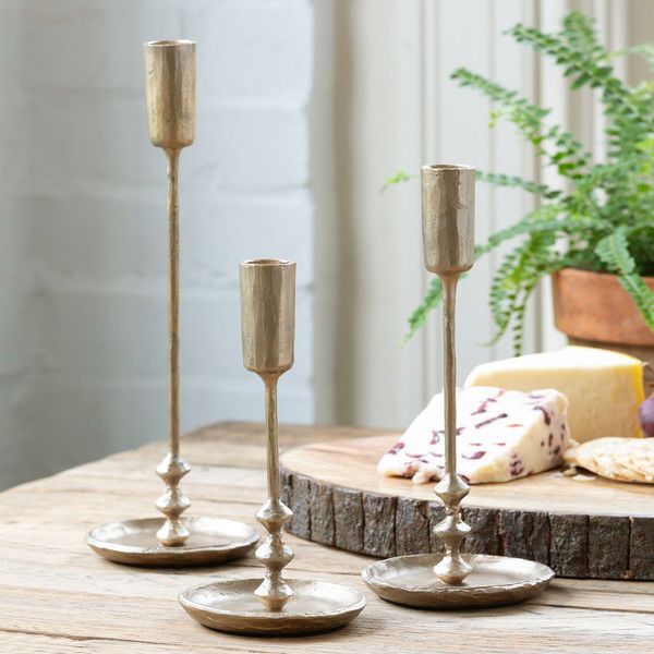 Product Image 4 for Antique Gold Taper Decorative Candle Holders, Set of 3 from Park Hill Collection