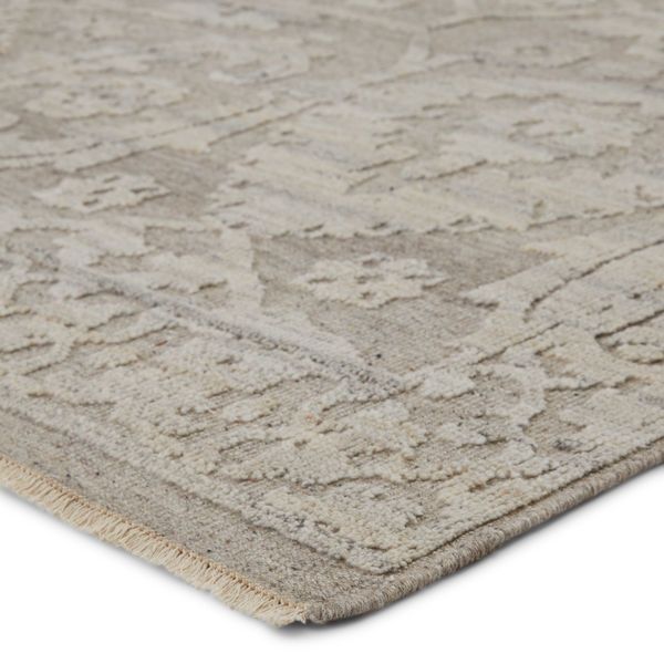 Ayres Hand-Knotted Floral Taupe/ Gray Rug image 2