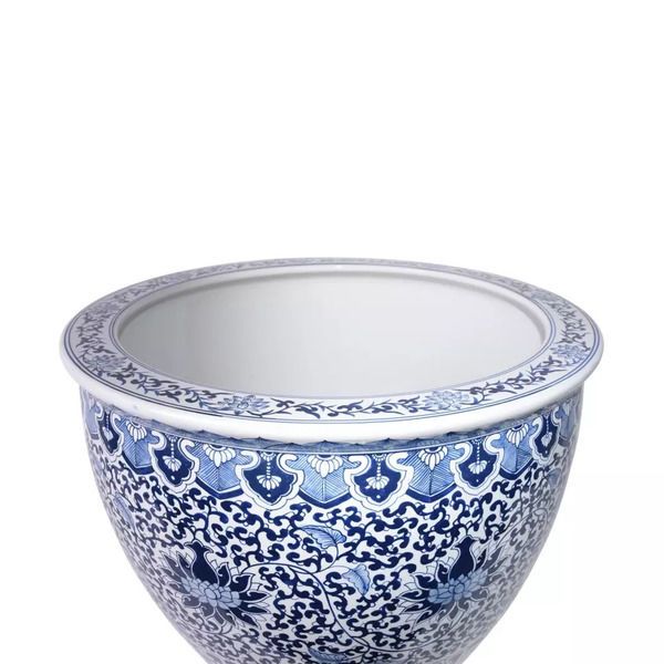 Product Image 2 for Large Blue & White Porcelain Planter Sunflower Leave from Legend of Asia