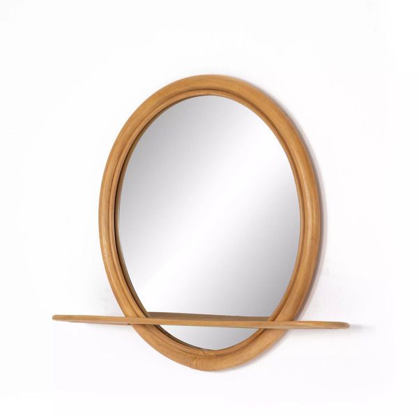 Product Image 6 for Toluca Rattan Mirror With Shelf Honey from Four Hands
