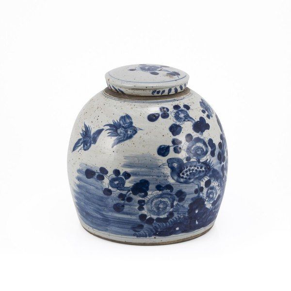 Vintage Ming Jar Flower Bird Motif Scout & Nimble