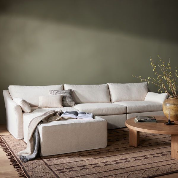 Product Image 2 for Delray 3 Piece Slipcover Sectional With Ottoman from Four Hands