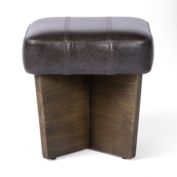 Chaz small leather ottoman sonoma black scout nimble