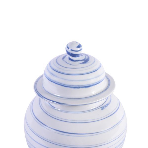 Blue & White Marbleized Temple Jar image 3