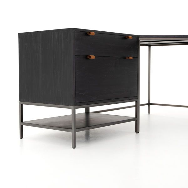 Product Image 10 for Trey Desk System With Filing Cabinet - Black Wash Poplar from Four Hands