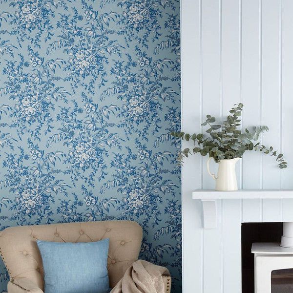 Product Image 2 for Laura Ashley Picardie Blue Sky Floral Wallpaper from Graham & Brown