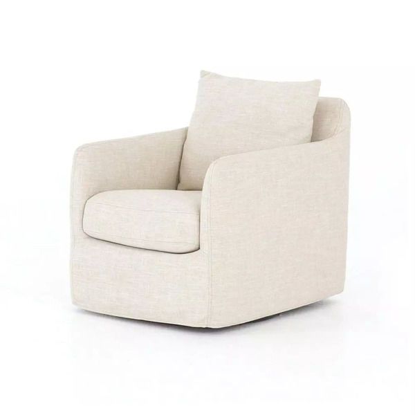 Product Image 6 for Banks Cambric Ivory Swivel Chair from Four Hands