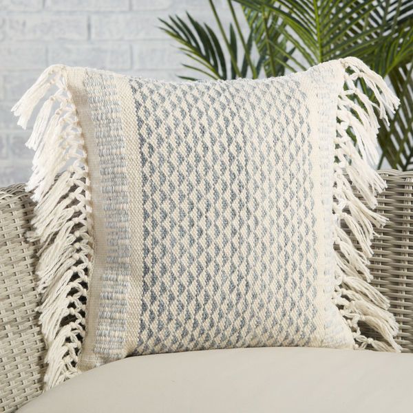Product Image 4 for Haskell Indoor/ Outdoor Gray/ Ivory Geometric Pillow from Jaipur 