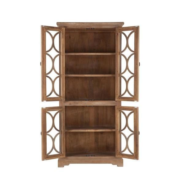 Product Image 4 for Pengrove 38 Inch Wide Mango Wood Cabinet With Carved Lattice Work Doors from World Interiors