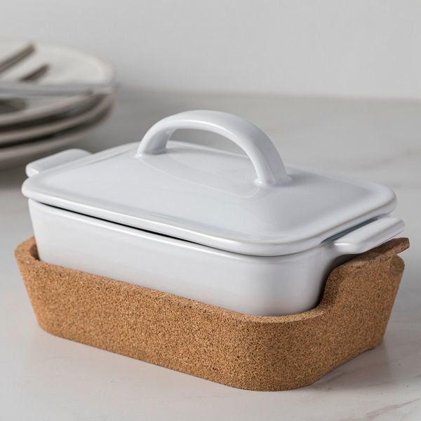 Product Image 2 for Ensemble Small Ceramic Stoneware Oval Casserole with Cork Tray from Casafina