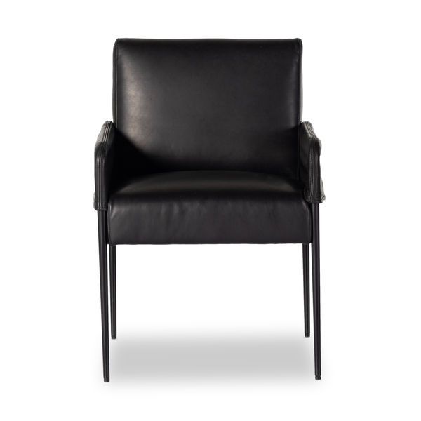 Product Image 4 for Brickel Black Leather Dining Armchair from Four Hands