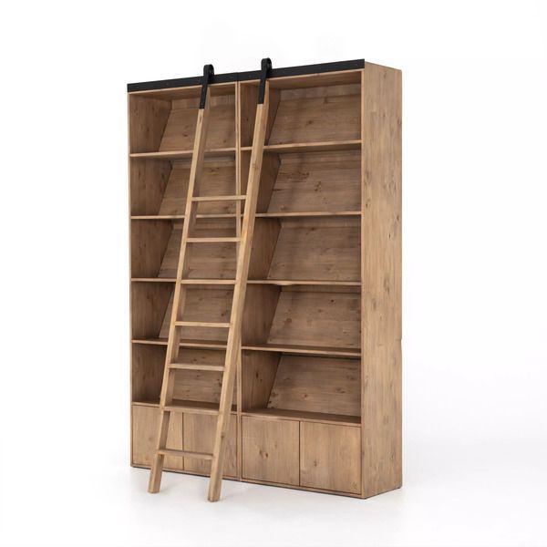 Bane Double Bookshelf W/ Ladder Smoked P image 3