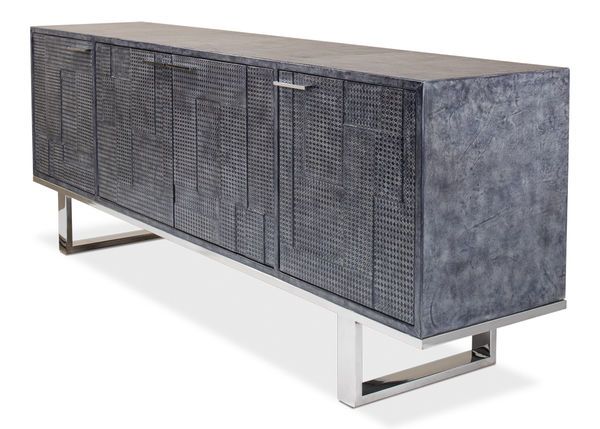 Product Image 10 for Bronzini Credenza  Embossed Blue/Gray from Sarreid Ltd.