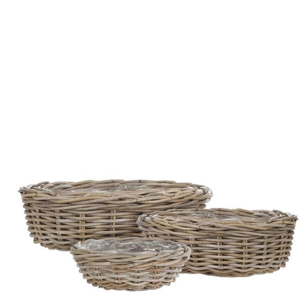 Product Image 1 for Marcia Set Of 3 Round Rattan Baskets-Grey from BIDKHome