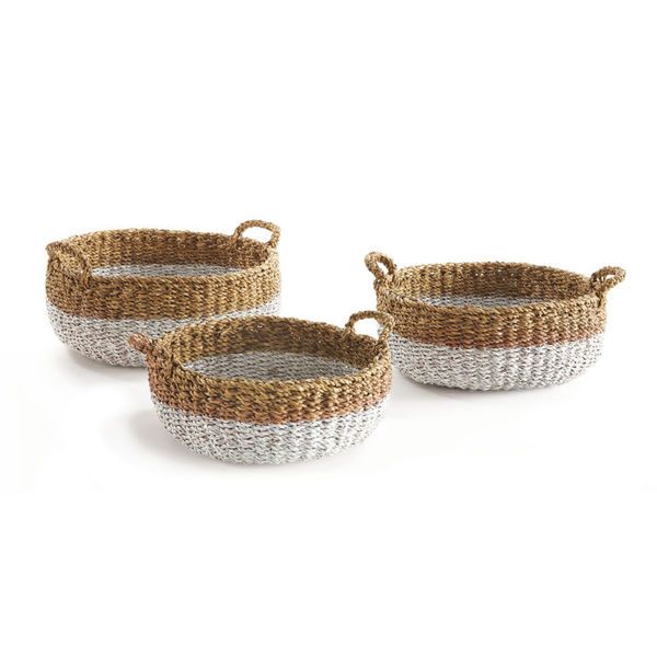 Seagrass Shallow Baskets With Handles, Set Of 3 image 1