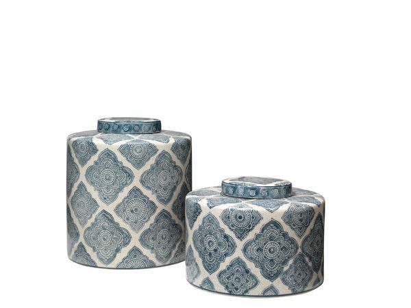 Product Image 1 for Oran Canisters In Blue And White Ceramic (Set Of 2) from Jamie Young
