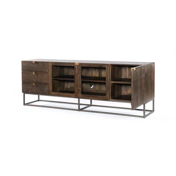 Kelby Media Console Carved Vintage Brown image 11