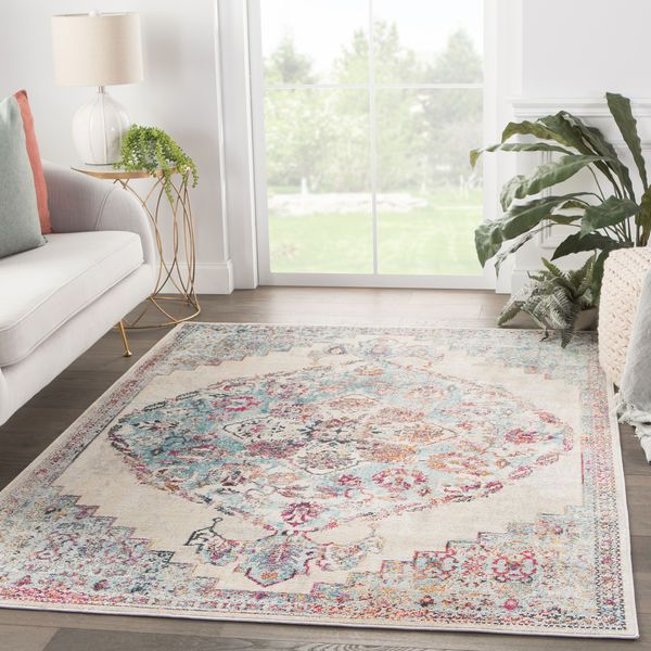 Briar Medallion Cream/ Turquoise Rug Scout & Nimble