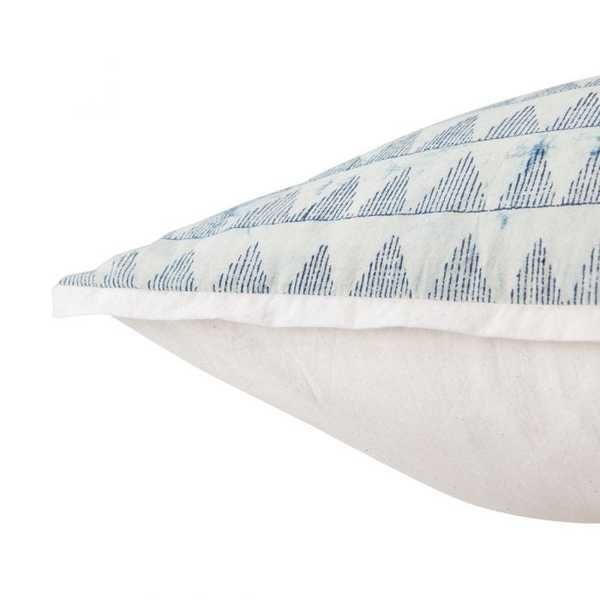 Yonah Handmade Geometric Blue/ White Down Throw Pillow 22 Inch image 2
