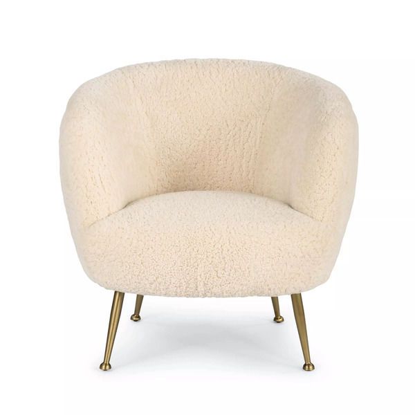 Beretta Sheepskin Small Accent Chair - White/Natural image 1