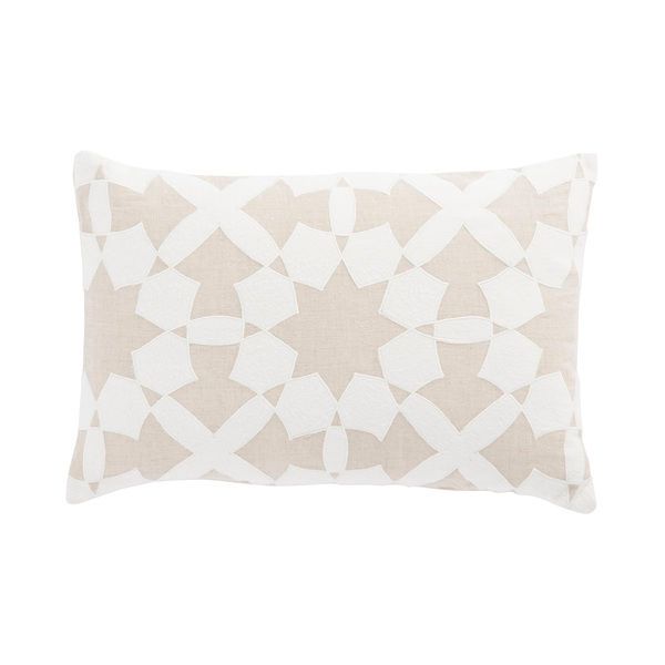 Casino Beige/ Ivory Geometric Throw Pillow 16X24 inch by Nikki Chu image 1