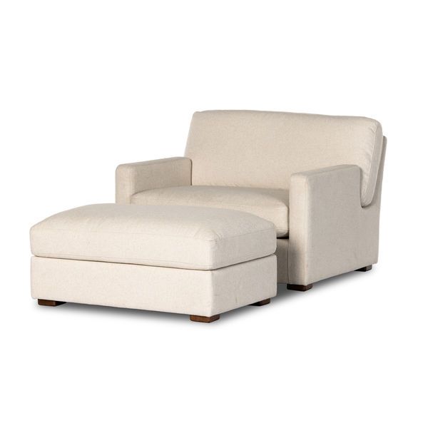 Product Image 1 for Andrus Cream Fabric Chair & A Half with Ottoman from Four Hands