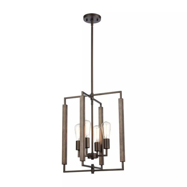 Product Image 2 for Zinger Tall 4 Light Pendant In Oil Rubbed Bronze And Aspen from Elk Lighting