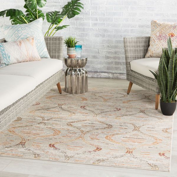 Product Image 21 for Nikki Chu By  Jive Indoor / Outdoor Trellis Gray / Orange Runner Rug from Jaipur 