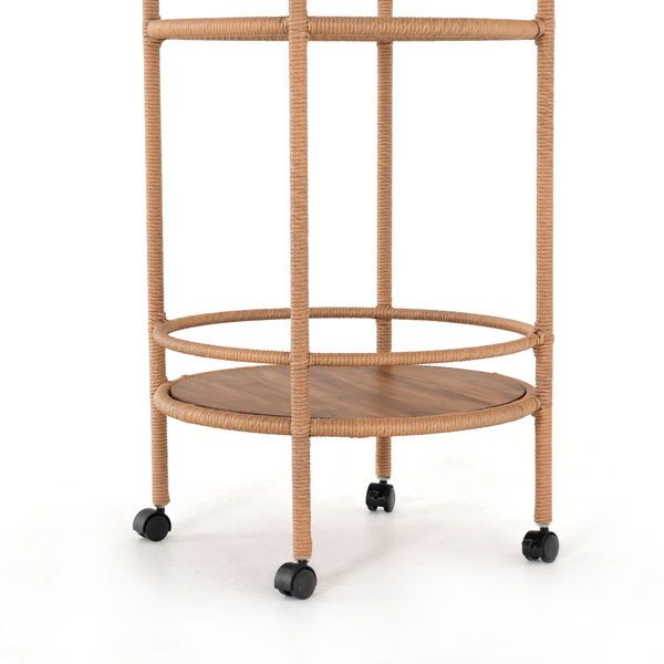 Percy Outdoor Round Bar Cart Vintage Natural image 2