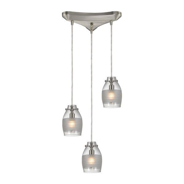 Product Image 1 for Carved Glass 3 Light Pendant In Brushed Nickel from Elk Lighting