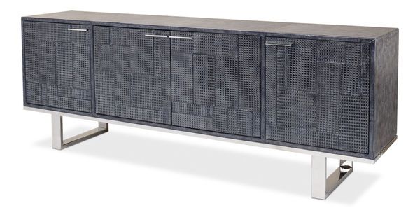 Product Image 11 for Bronzini Credenza  Embossed Blue/Gray from Sarreid Ltd.